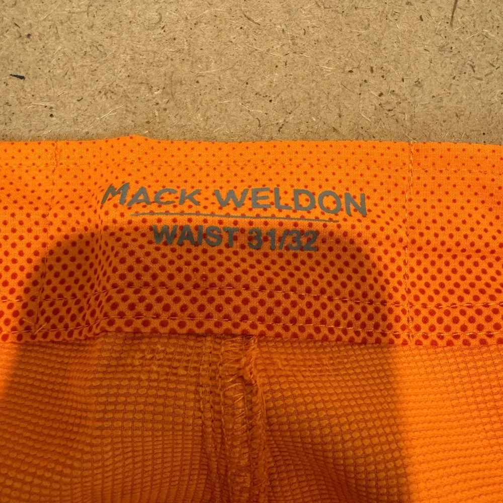 Mack Weldon Swim Trunk Board Shorts w/ Pockets Orange Stripe 31/32 Beach